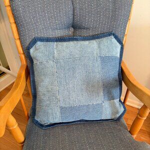 Re-purposed 9-square Denim Throw Pillow
